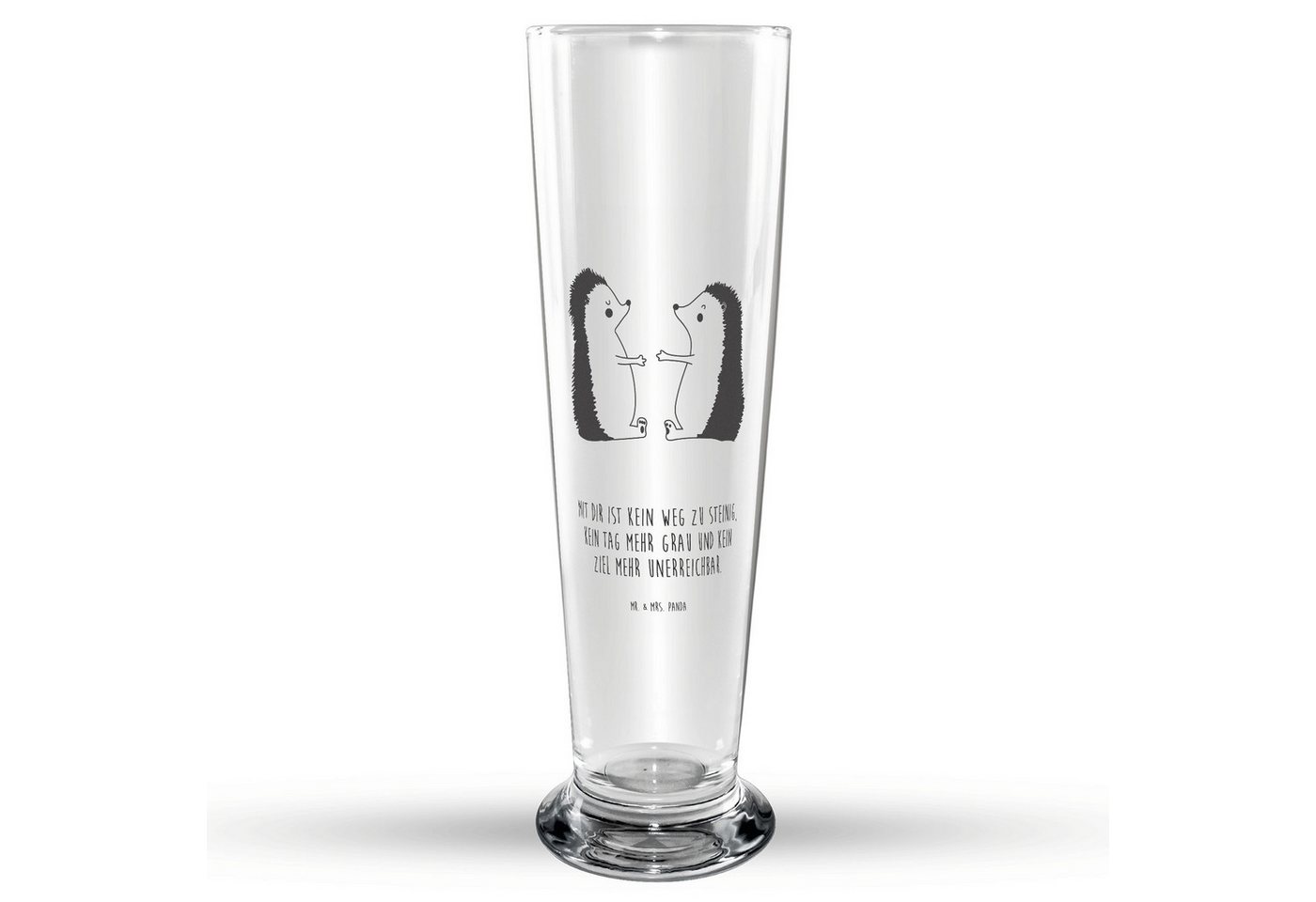 Mr. & Mrs. Panda Bierglas Igel Liebe - Transparent - Geschenk, Ehefrau, Ehemann, Bierkrug, Bier, Premium Glas, Lasergravur von Mr. & Mrs. Panda