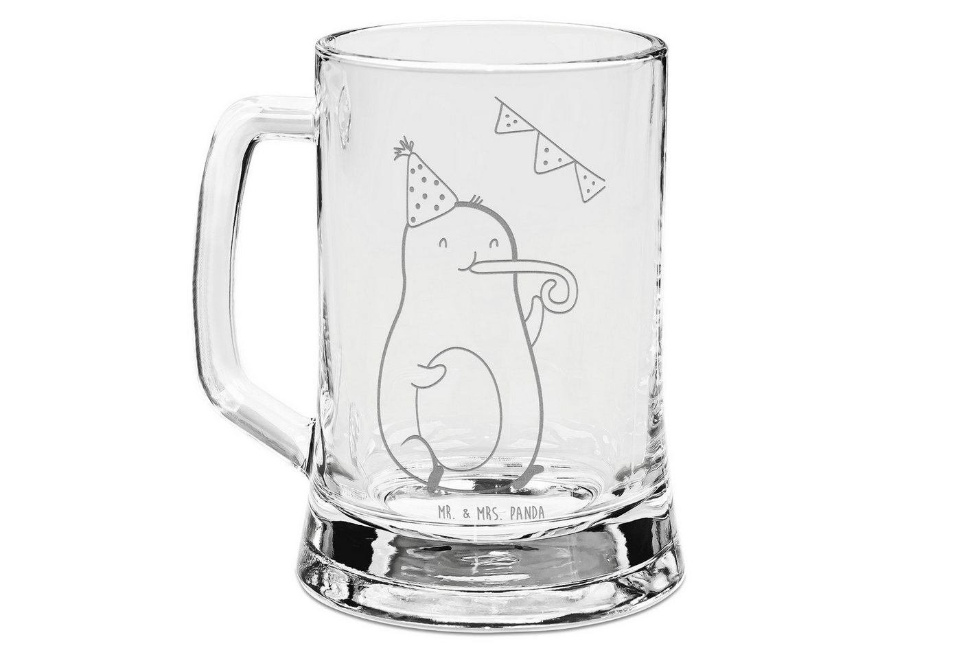 Mr. & Mrs. Panda Bierkrug Avocado Geburtstag - Transparent - Geschenk, Bier Krug, Bierkrug Glas, Premium Glas von Mr. & Mrs. Panda