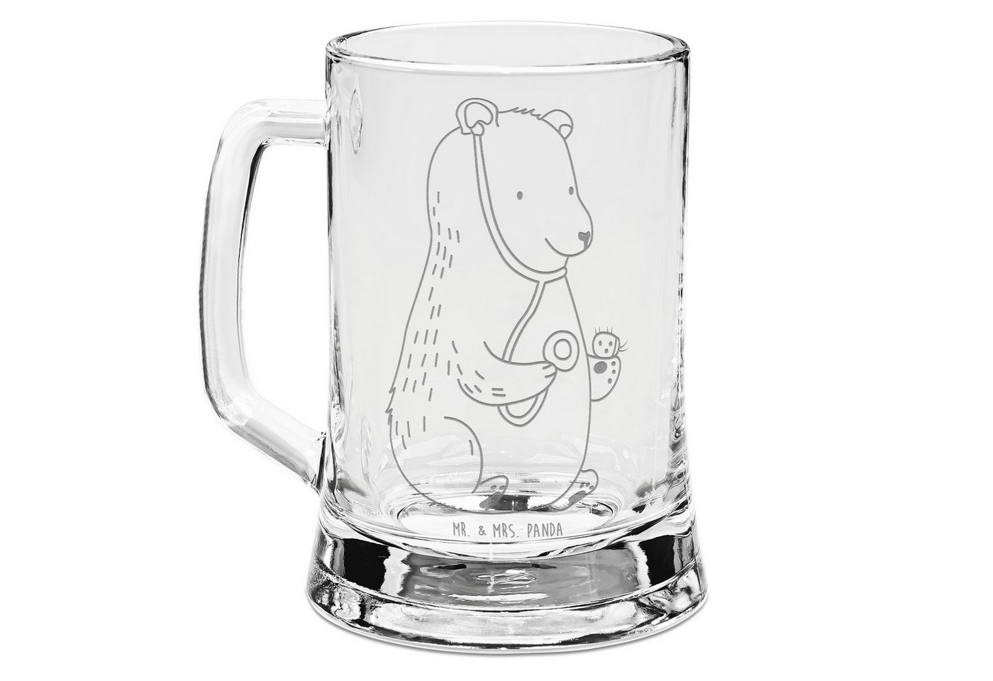 Mr. & Mrs. Panda Bierkrug Bär Arzt - Transparent - Geschenk, Bierkrug, Professorin, Bierkrug Gl, Premium Glas von Mr. & Mrs. Panda