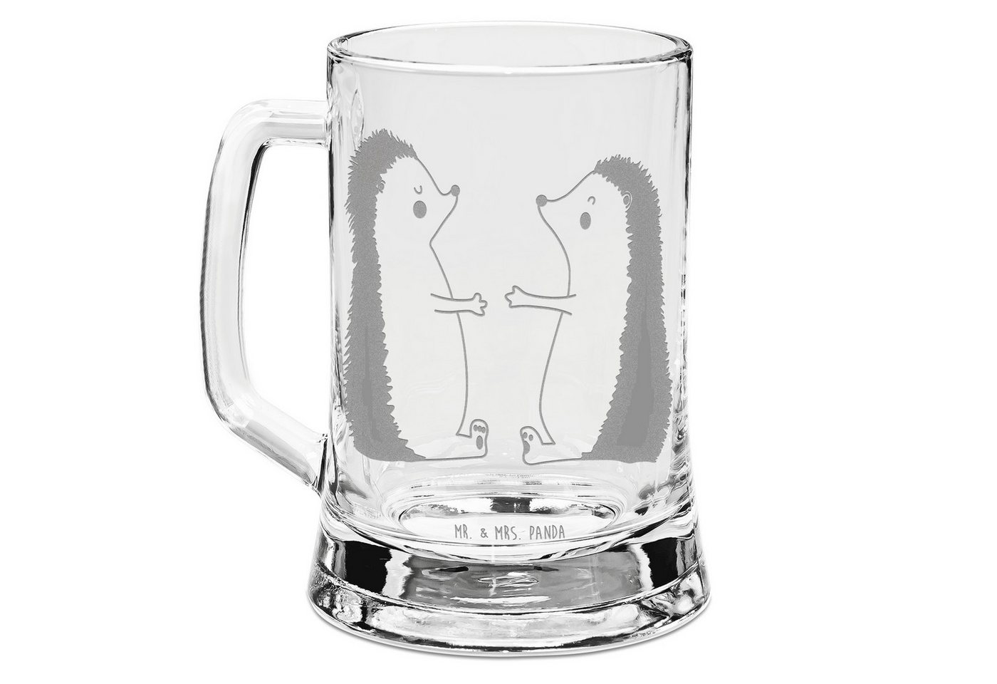 Mr. & Mrs. Panda Bierkrug Igel Liebe - Transparent - Geschenk, Liebesgeschenk, Jahrestag, Bier, Premium Glas von Mr. & Mrs. Panda