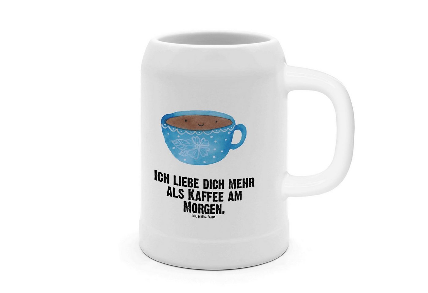 Mr. & Mrs. Panda Bierkrug Kaffee Tasse - Weiß - Geschenk, Glücklich, Genuss, Geschmack, Tiermot, Steinzeug, Kreative Sprüche von Mr. & Mrs. Panda