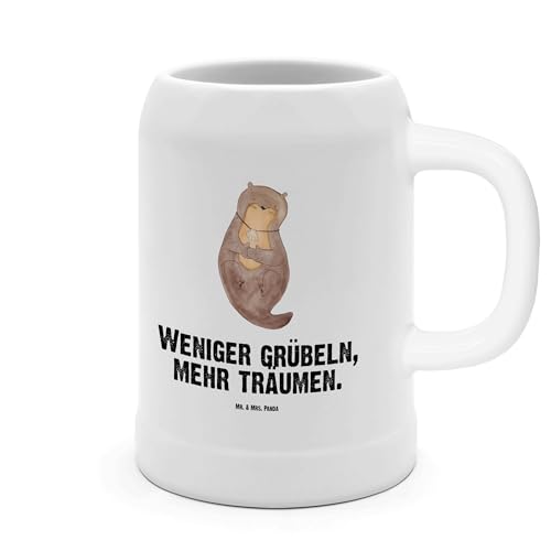 Mr. & Mrs. Panda Bierkrug Otter Muschel - Geschenk, Medaillon, Büro, Seeotter, 0, 5 l, Bierkrug Steingut, Motivation, grübeln, Fischotter, Steinkrüge von Mr. & Mrs. Panda