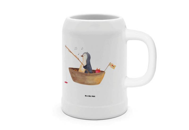 Mr. & Mrs. Panda Bierkrug Pinguin Angelboot - Weiß - Geschenk, Scheidung, Bierkrug 1 l, optimis, Steinzeug, Einmalige Designs von Mr. & Mrs. Panda