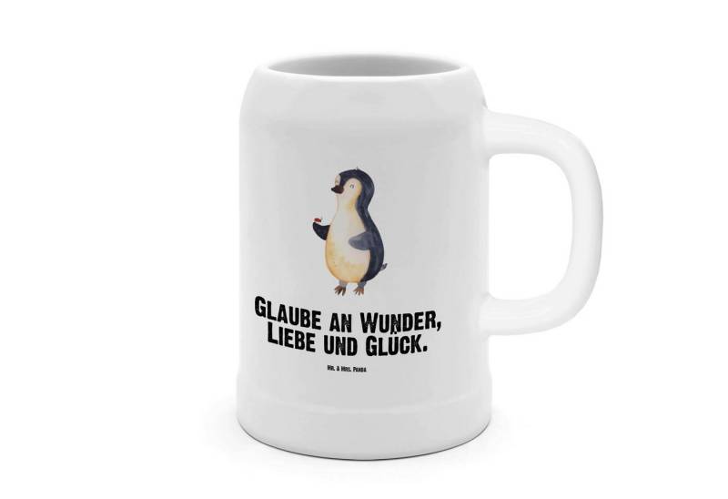 Mr. & Mrs. Panda Bierkrug Pinguin Marienkäfer - Weiß - Geschenk, Krug, Pinguine, Deckelkrug, Bi, Steinzeug, Langlebiges Material von Mr. & Mrs. Panda