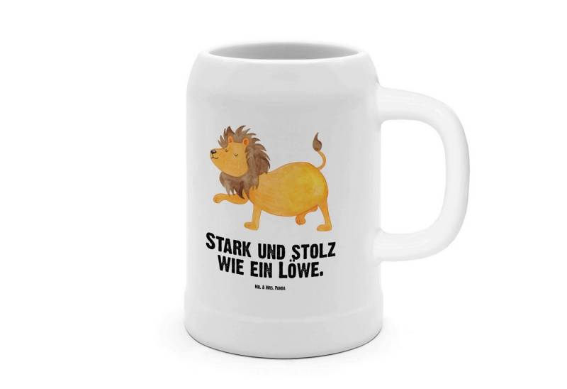 Mr. & Mrs. Panda Bierkrug Sternzeichen Löwe - Weiß - Geschenk, Tierkreiszeichen, Bierkrug Für G, Steinzeug, Traditionelles Design von Mr. & Mrs. Panda