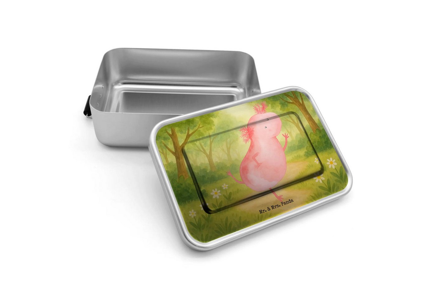 Mr. & Mrs. Panda Butterdose Axolotl Tanzen Design, Brotdose, Brotbox, Premium Aluminium, (Packung, 1-tlg., Axolotl tanzt), Nostalgisches Design von Mr. & Mrs. Panda