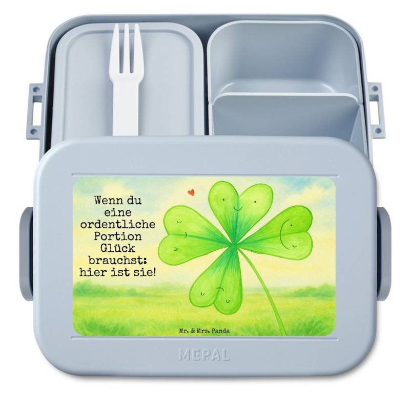 Mr. & Mrs. Panda Butterdose Blume Kleeblatt Design, MEPAL Bentobox, Blau Pastell, Umzug, Motivati, Polypropylen lebensmittelecht, (Packung, 1-tlg) von Mr. & Mrs. Panda