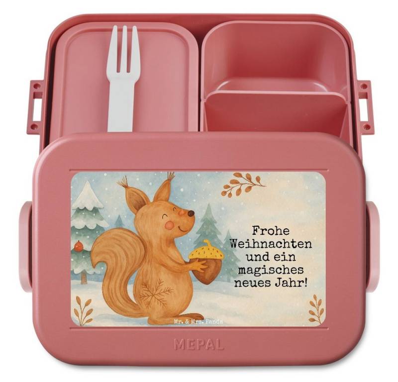 Mr. & Mrs. Panda Butterdose Eichhörnchen Weihnachten Design, MEPAL Bentobox, Rot Pastell, Weihnac, Polypropylen lebensmittelecht, (Packung, 1-tlg) von Mr. & Mrs. Panda