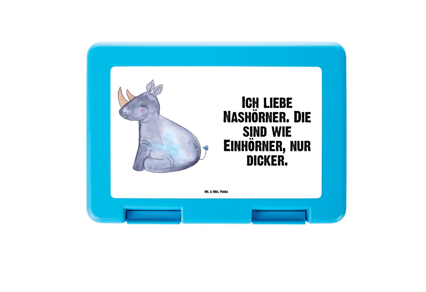 Mr. & Mrs. Panda Butterdose Einhorn Nashorn - Weiß - Geschenk, Pegasus, Lunch box, Brotbox, Brotz, Premium Kunststoff, (1-tlg), Luftlöcher von Mr. & Mrs. Panda