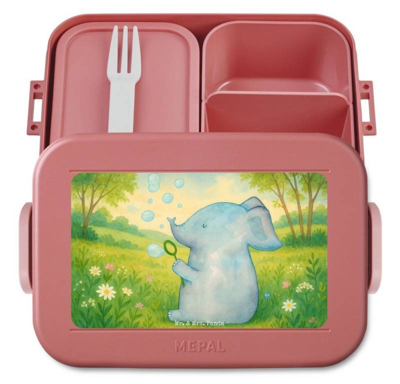 Mr. & Mrs. Panda Butterdose Elefant Seifenblasen Design, MEPAL Bentobox, Rot Pastell, Heimat, Lie, Polypropylen lebensmittelecht, (Packung, 1-tlg) von Mr. & Mrs. Panda