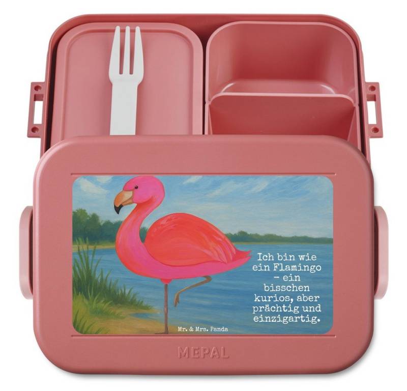 Mr. & Mrs. Panda Butterdose Flamingo Classic Design, MEPAL Bentobox, Rot Pastell, Stolz, Brotdose, Polypropylen lebensmittelecht, (Packung, 1-tlg) von Mr. & Mrs. Panda