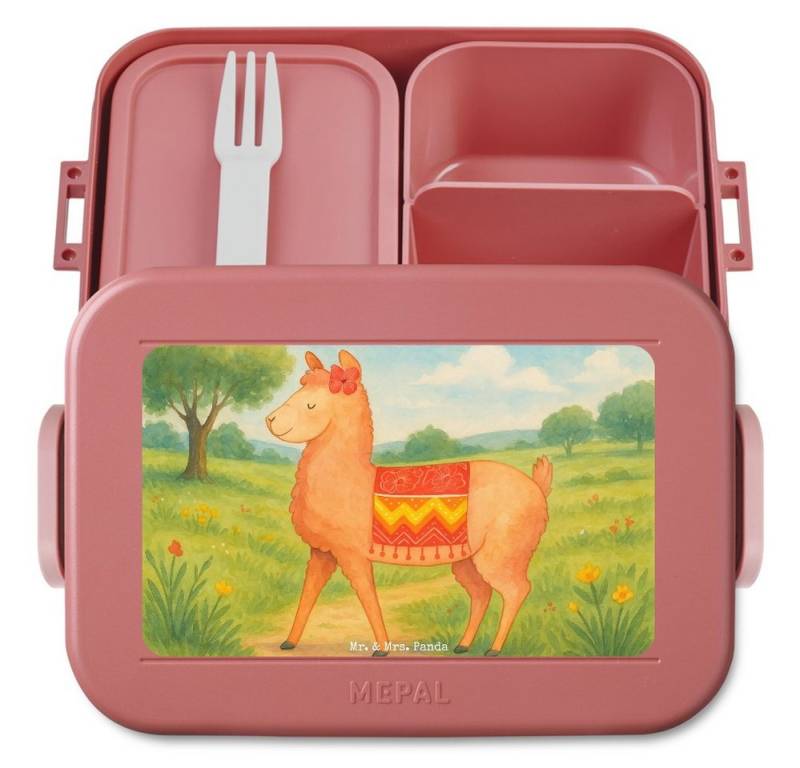 Mr. & Mrs. Panda Butterdose Alpaka Stolz Design, MEPAL Bentobox, Rot Pastell, Bentobox, Lama, Bro, Polypropylen lebensmittelecht, (Packung, 1-tlg) von Mr. & Mrs. Panda