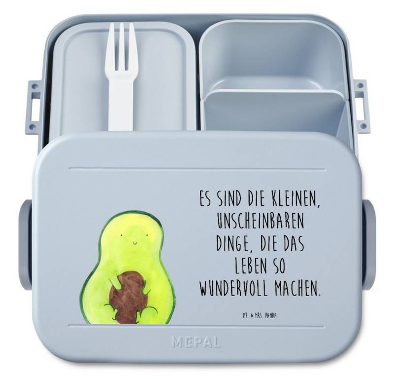 Mr. & Mrs. Panda Butterdose Avocado Kern Motiv, MEPAL Bentobox, Blau Pastell, Brotdose, Pflanze, Polypropylen lebensmittelecht, (Packung, 1-tlg) von Mr. & Mrs. Panda