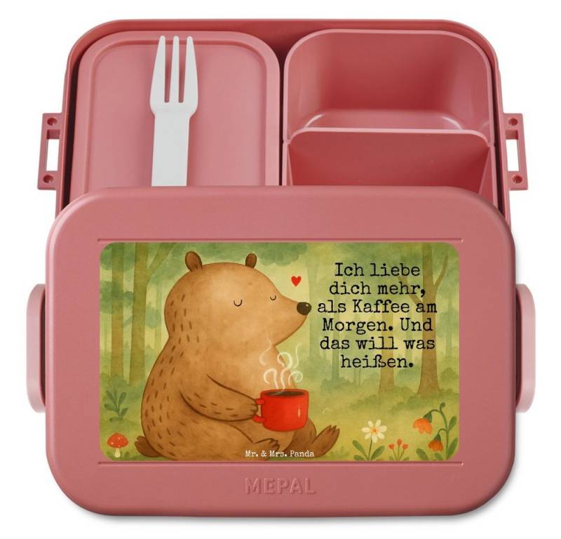Mr. & Mrs. Panda Butterdose Bär Morgenkaffee Design, MEPAL Bentobox, Rot Pastell, Valentinstag, M, Polypropylen lebensmittelecht, (Packung, 1-tlg) von Mr. & Mrs. Panda