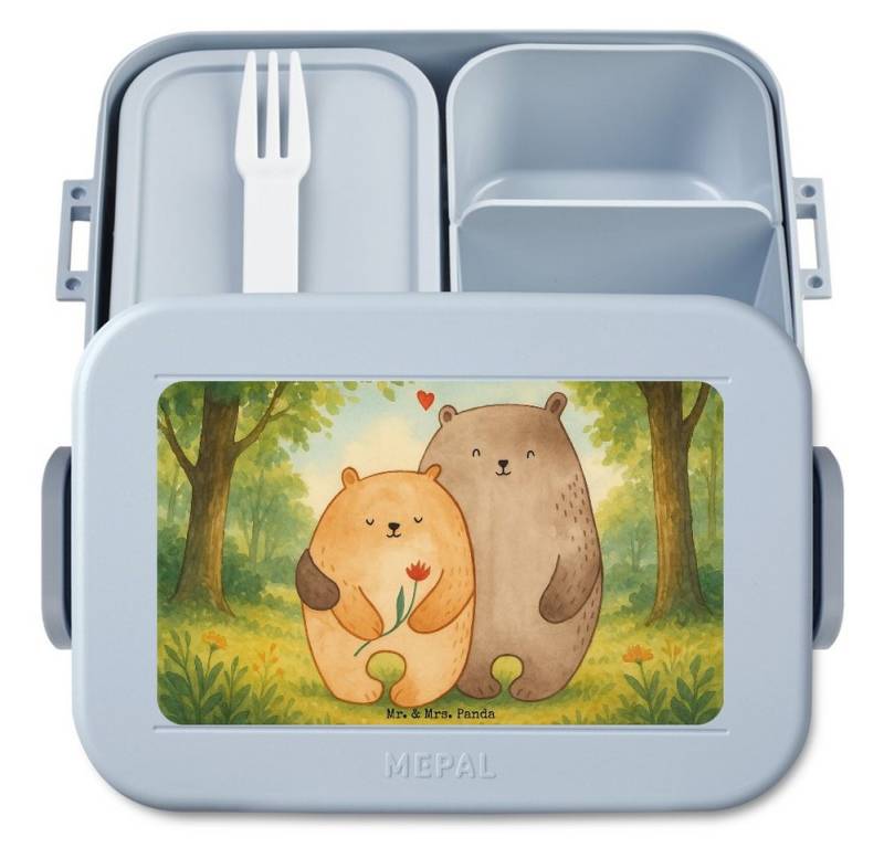 Mr. & Mrs. Panda Butterdose Bären Liebe Design, MEPAL Bentobox, Blau Pastell, Bentobox, Blume, Br, Polypropylen lebensmittelecht, (Packung, 1-tlg) von Mr. & Mrs. Panda