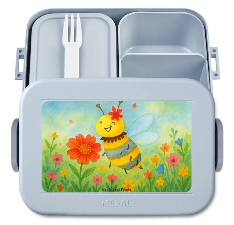 Mr. & Mrs. Panda Butterdose Biene Blume Design, MEPAL Bentobox, Blau Pastell, Bentobox, Brotdose, Polypropylen lebensmittelecht, (Packung, 1-tlg) von Mr. & Mrs. Panda