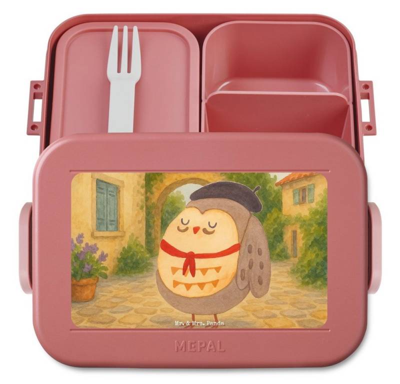 Mr. & Mrs. Panda Butterdose Eule Frankreich Design, MEPAL Bentobox, Rot Pastell, Brotdose, La Vie, Polypropylen lebensmittelecht, (Packung, 1-tlg) von Mr. & Mrs. Panda