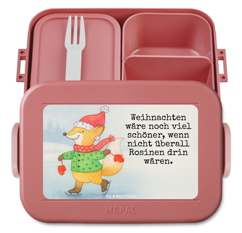 Mr. & Mrs. Panda Butterdose Fuchs Schlittschuhe Design, MEPAL Bentobox, Rot Pastell, Weihnachtsm, Polypropylen lebensmittelecht, (Packung, 1-tlg) von Mr. & Mrs. Panda