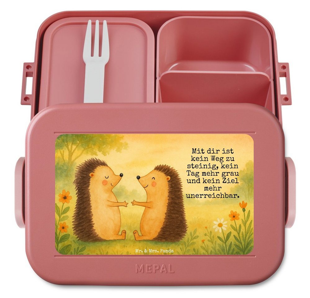 Mr. & Mrs. Panda Butterdose Igel Liebe Design, MEPAL Bentobox, Rot Pastell, Freundin, Freund, Ben, Polypropylen lebensmittelecht, (Packung, 1-tlg) von Mr. & Mrs. Panda