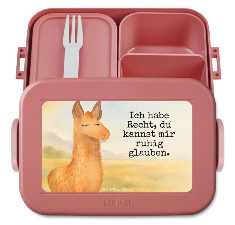 Mr. & Mrs. Panda Butterdose Lamakopf Genervt Design, MEPAL Bentobox, Rot Pastell, Recht haben, La, Polypropylen lebensmittelecht, (Packung, 1-tlg) von Mr. & Mrs. Panda