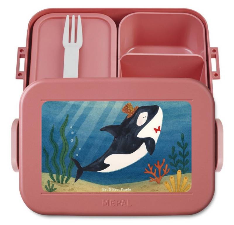 Mr. & Mrs. Panda Butterdose Orca Zylinder Design, MEPAL Bentobox, Rot Pastell, Glitzer, Fest, Kon, Polypropylen lebensmittelecht, (Packung, 1-tlg) von Mr. & Mrs. Panda