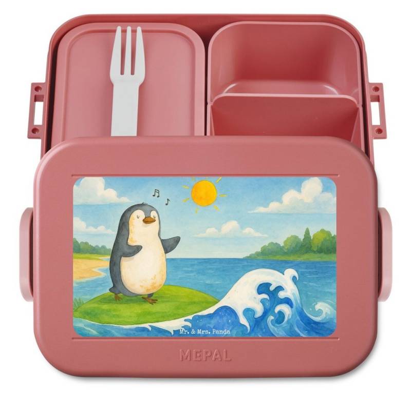 Mr. & Mrs. Panda Butterdose Pinguin Surfer Design, MEPAL Bentobox, Rot Pastell, Hawaii, Urlaub, P, Polypropylen lebensmittelecht, (Packung, 1-tlg) von Mr. & Mrs. Panda
