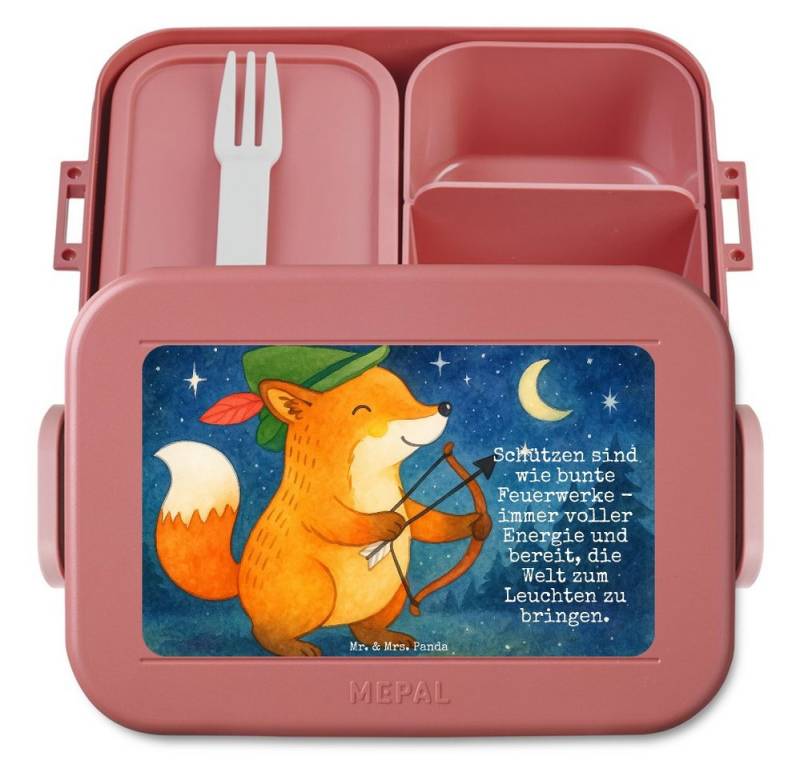 Mr. & Mrs. Panda Butterdose Schütze Astrologie Design, MEPAL Bentobox, Rot Pastell, Geburtstagsge, Polypropylen lebensmittelecht, (Packung, 1-tlg) von Mr. & Mrs. Panda