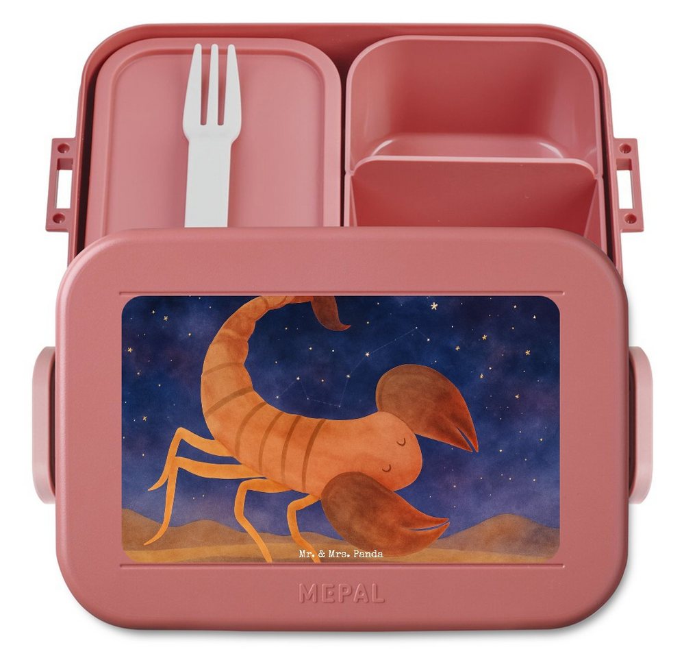 Mr. & Mrs. Panda Butterdose Sternzeichen Skorpion Design, MEPAL Bentobox, Rot Pastell, Brotdose, Polypropylen lebensmittelecht, (Packung, 1-tlg) von Mr. & Mrs. Panda