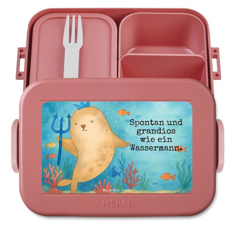 Mr. & Mrs. Panda Butterdose Sternzeichen Wassermann Design, MEPAL Bentobox, Rot Pastell, Meermann, Polypropylen lebensmittelecht, (Packung, 1-tlg) von Mr. & Mrs. Panda