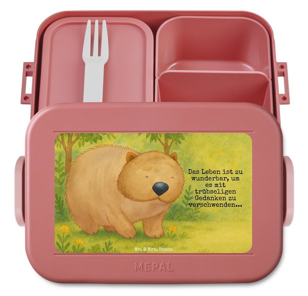 Mr. & Mrs. Panda Butterdose Wombat Design, MEPAL Bentobox, Rot Pastell, Bentobox, Spruch, Brotdos, Polypropylen lebensmittelecht, (Packung, 1-tlg) von Mr. & Mrs. Panda