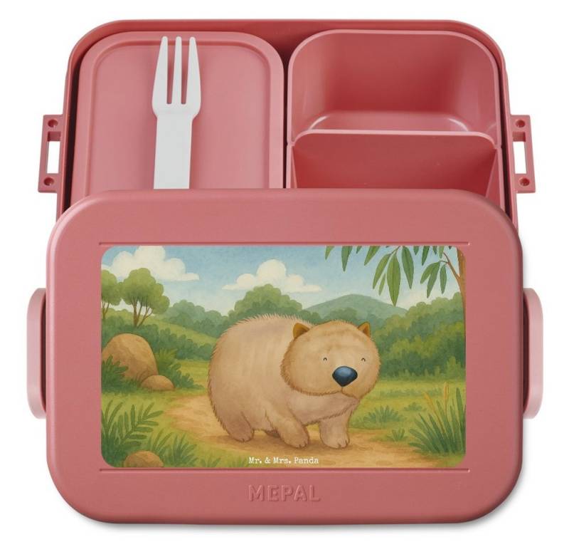 Mr. & Mrs. Panda Butterdose Wombat Design, MEPAL Bentobox, Rot Pastell, Motivation, Das Leben Ist, Polypropylen lebensmittelecht, (Packung, 1-tlg) von Mr. & Mrs. Panda