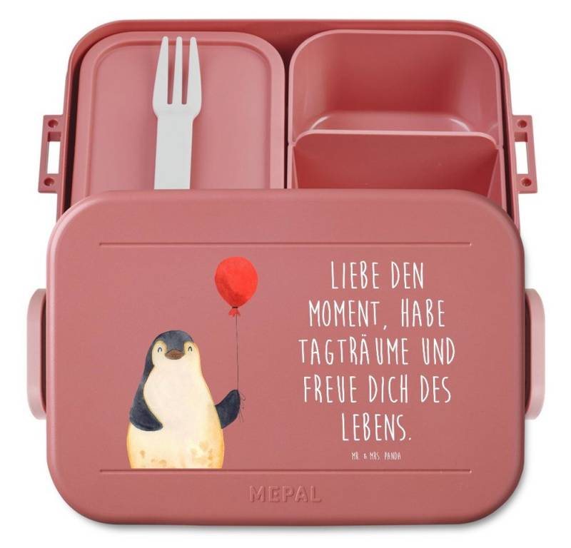 Mr. & Mrs. Panda Butterdose Pinguin Luftballon Motiv, MEPAL Bentobox, Rot Pastell, Brotdose, Moti, Polypropylen lebensmittelecht, (Packung, 1-tlg) von Mr. & Mrs. Panda