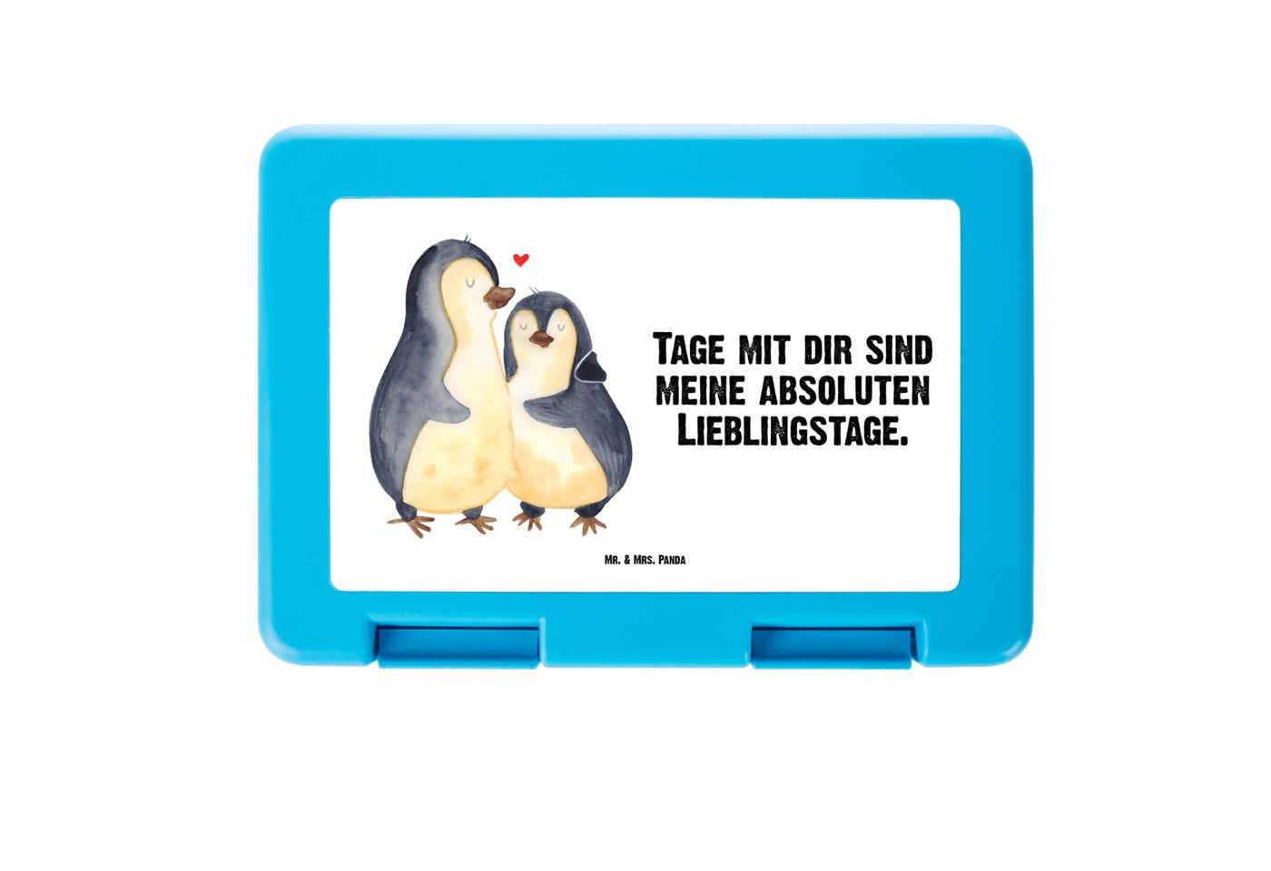 Mr. & Mrs. Panda Butterdose Pinguin umarmen - Weiß - Geschenk, Umarmung verliebt, Brotbox, Snackb, Premium Kunststoff, (1-tlg), Sicherer Verschluss von Mr. & Mrs. Panda