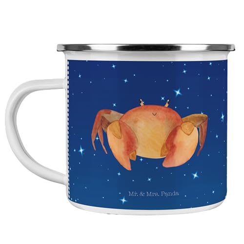 Mr. & Mrs. Panda Camping Emaille Tasse Sternzeichen Krebs - Geschenk, Astrologie, Horoskop, Kaffee Blechtasse, Metalltasse, Krebse, Outdoor Tasse, von Mr. & Mrs. Panda