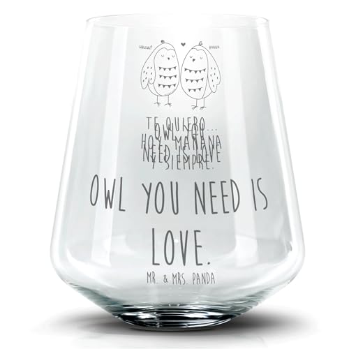 Mr. & Mrs. Panda Cocktail Glas Eulen Liebe - Geschenk, romantisch, All you need is love, Cocktailglas mit Gravur, Pärchen, Cocktail Glas mit von Mr. & Mrs. Panda