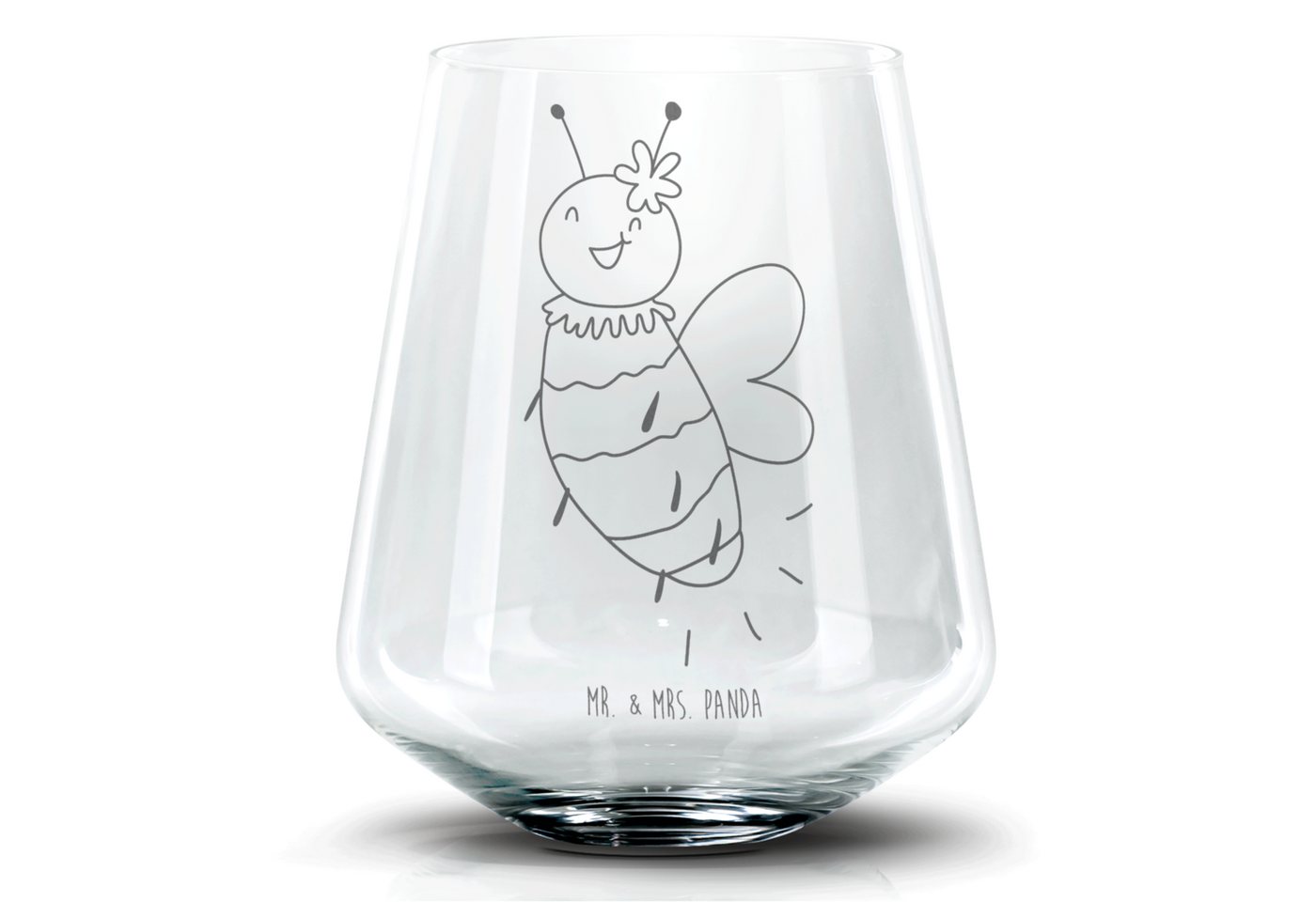 Mr. & Mrs. Panda Cocktailglas Biene Blume - Transparent - Geschenk, Wespe, Hummel, Cocktail Glas mi, Premium Glas, Laser-Gravierte Motive von Mr. & Mrs. Panda