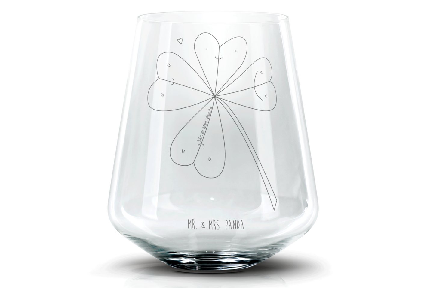 Mr. & Mrs. Panda Cocktailglas Blume Kleeblatt - Transparent - Geschenk, Frühlings Deko, Cocktail Gl, Premium Glas, Personalisierbar von Mr. & Mrs. Panda