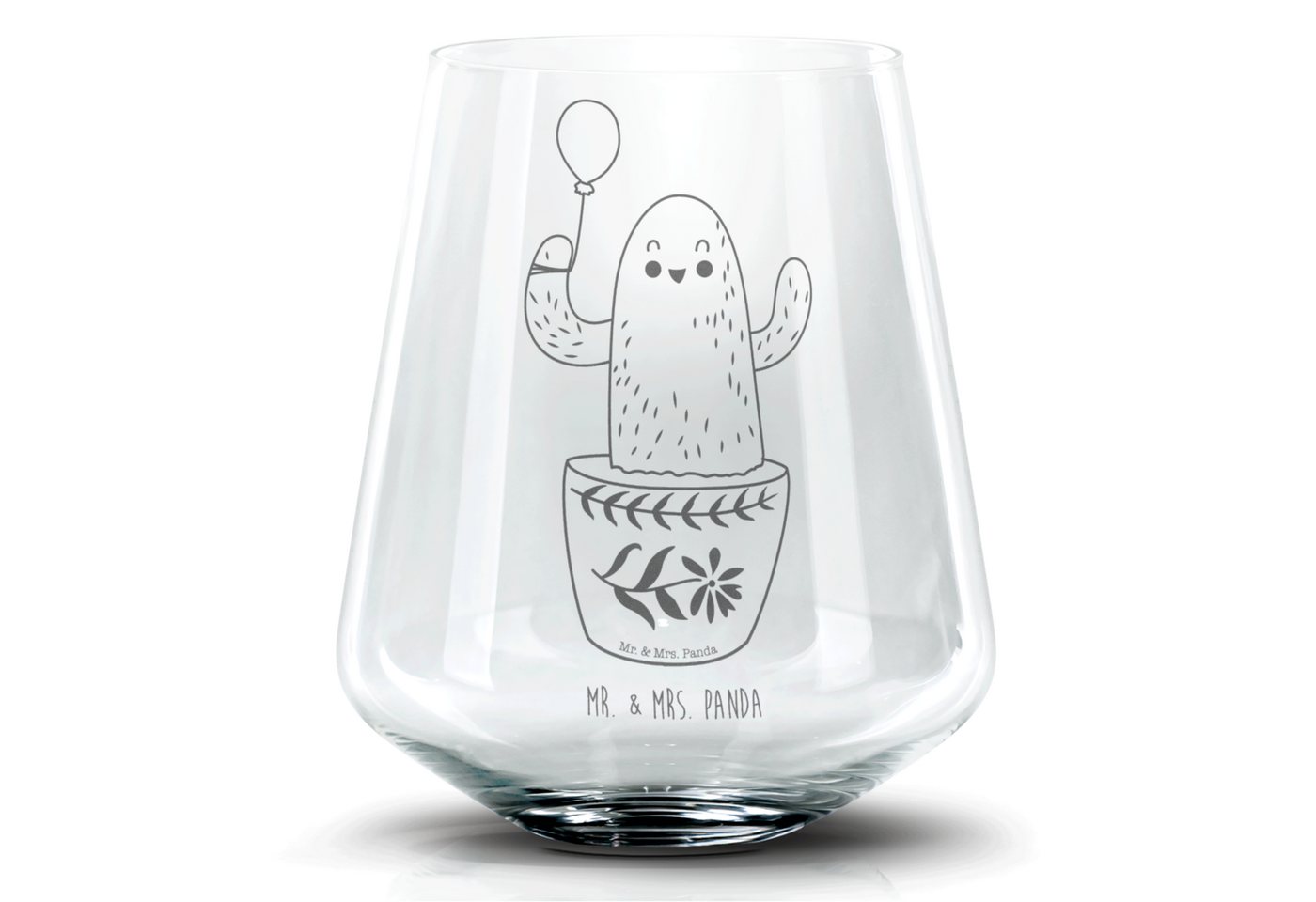 Mr. & Mrs. Panda Cocktailglas Kaktus Luftballon - Transparent - Geschenk, Cocktail Glas mit Sprüche, Premium Glas, Zauberhafte Gravuren von Mr. & Mrs. Panda