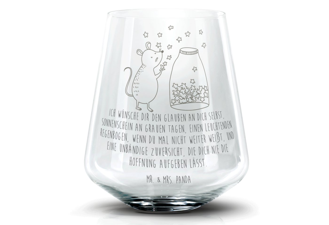 Mr. & Mrs. Panda Cocktailglas Maus Sterne - Transparent - Geschenk, Cocktail Glas mit Wunschtext, T, Premium Glas, Zauberhafte Gravuren von Mr. & Mrs. Panda