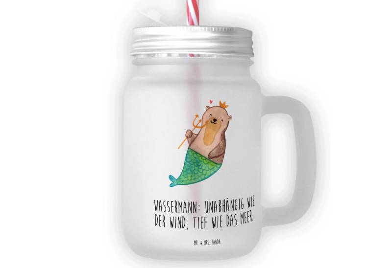 Mr. & Mrs. Panda Cocktailglas Wassermann Astrologie - Transparent - Geschenk, Einmachglas Mit Henke, Premium Glas, Einzigartige Designs von Mr. & Mrs. Panda