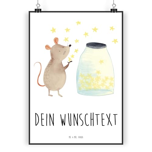 Mr. & Mrs. Panda DIN A3 Personalisiertes Poster Maus Sterne - Personalisierte Geschenke, Hoffnung, Wanddeko Bild mit Namen, Gute Laune, Kinderposter von Mr. & Mrs. Panda