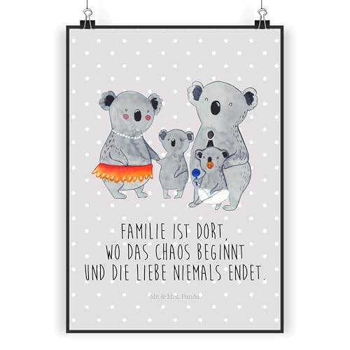 Mr. & Mrs. Panda DIN A3 Poster Koala Familie - Geschenk, Kinder, Küchenposter, Familienzeit, Papa, Poster, Designposter, Muttertag, von Mr. & Mrs. Panda