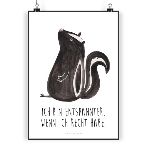 Mr. & Mrs. Panda DIN A3 Poster Stinktier sitzend - Geschenk, Kinderposter, Raumdekoration, Wanddeko Bild, Stinker, Recht, Wildtier, Skunk, von Mr. & Mrs. Panda