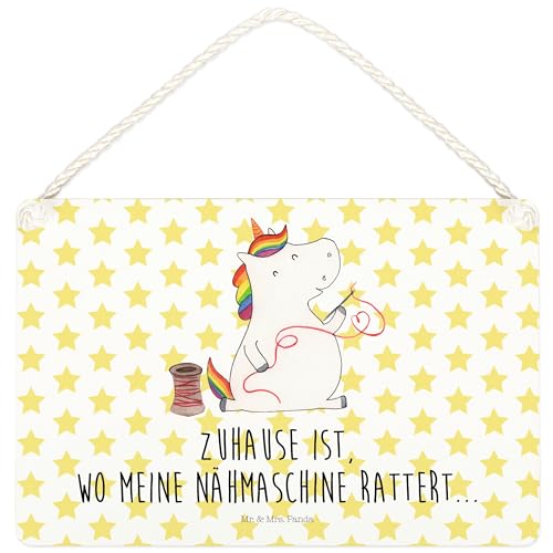 Mr. & Mrs. Panda DIN A4 Deko Schild Einhorn Näherin - Geschenk, Nähzimmer, basteln, Dekoschild, Türschild, Einhörner, Tür Schild, Freundin, von Mr. & Mrs. Panda