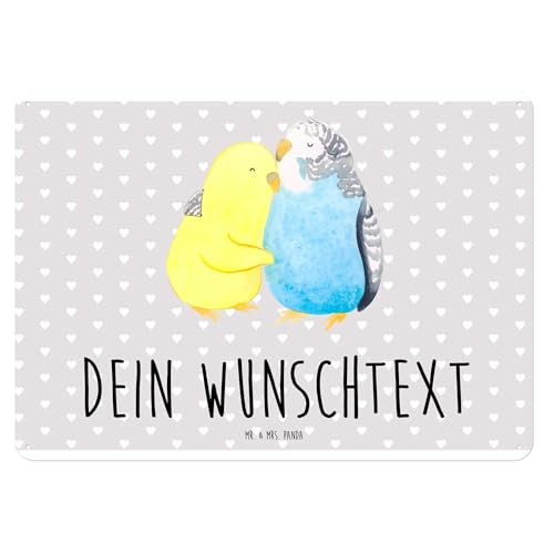 Mr. & Mrs. Panda Personalisiertes Blechschild Wellensittich Liebe DIN A4 - Personalisierte Geschenke, Design Blechschild Mit Wunschtext, Vögel, Mr. & Mrs. Panda Personalisiertes Blechschild Wellensittich Liebe DIN A4 - Personalisierte Geschenke, Design Blechschild Mit Wunschtext, Vögel, von Mr. & Mrs. Panda