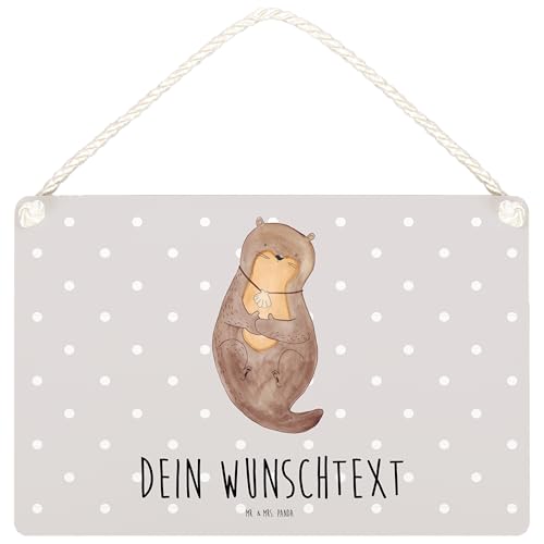 Mr. & Mrs. Panda DIN A4 Personalisiertes Deko Schild Otter mit Muschelmedaillon - Personalisierte Geschenke, Tür Schild, träumen, Motivation, von Mr. & Mrs. Panda