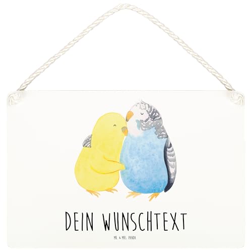 Mr. & Mrs. Panda DIN A4 Personalisiertes Deko Schild Wellensittich Liebe - Personalisierte Geschenke, Wanddeko, Jahrestag, Liebesgeschenk, Vertrauen, von Mr. & Mrs. Panda