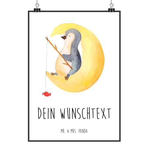 Mr. & Mrs. Panda Personalisiertes Poster Pinguin Mond DIN A4 - Personalisierte Geschenke, Bild mit Namen, Einschlafen, Poster mit Namen, Gästezimmer, Mr. & Mrs. Panda Personalisiertes Poster Pinguin Mond DIN A4 - Personalisierte Geschenke, Bild mit Namen, Einschlafen, Poster mit Namen, Gästezimmer, von Mr. & Mrs. Panda