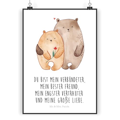 Mr. & Mrs. Panda DIN A4 Poster Bären Liebe - Geschenk, Kunstdruck, Wanddeko, Umarmen, Freund, Geschenk Freund, Liebesgeschenk, Kinderposter, von Mr. & Mrs. Panda