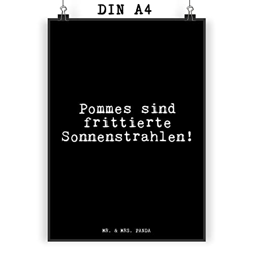 Mr. & Mrs. Panda DIN A4 Poster Pommes sind frittierte Sonnenstrahlen!... - Geschenk, witziger Spruch, Küchenposter, Bild, Sprüche, Kunstdruck, von Mr. & Mrs. Panda